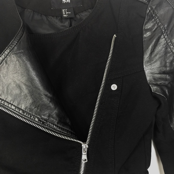 H&M Women's Moto Biker Jacket Black 32 / 2, NWOT - Picture 6 of 12
